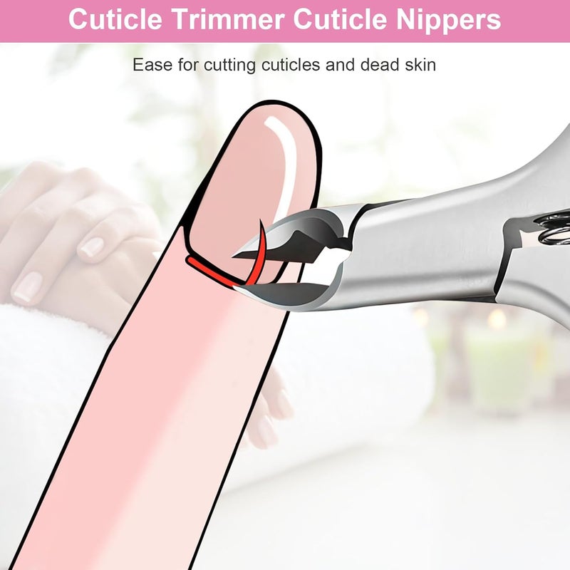 CGBE Cuticle Trimmer 3/4 Jaw Extremely Sharp Cuticle Nippers Stainless Steel Cuticle Clippers Cutter Remover Pedicure Manicure Nail Tool (Pink) - Image 4